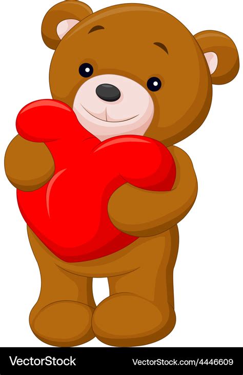 Cute teddy bear holding heart Royalty Free Vector Image