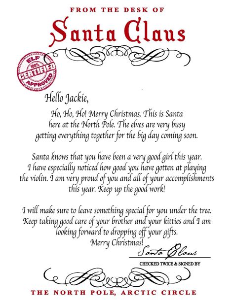 Letter From Santa Santa Claus INSTANT DOWNLOAD Printable - Etsy Ireland