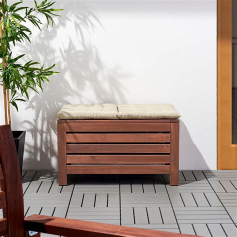 ÄPPLARÖ Storage bench, outdoor, brown brown stained - IKEA