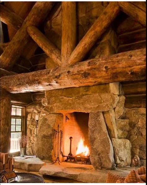 What a fireplace | Log homes, Log cabin homes, Rustic house