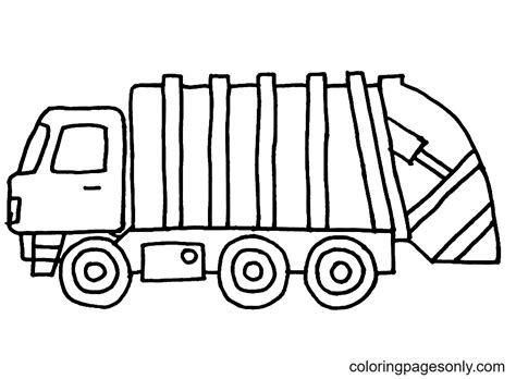 Simple Garbage Truck Coloring Page - Free Printable Coloring Pages