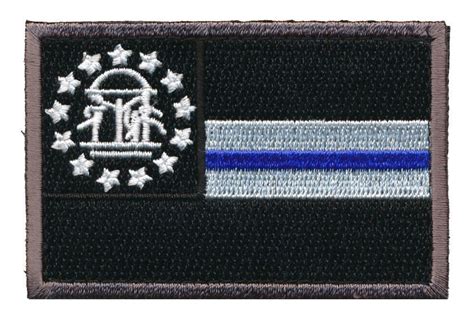 Georgia State Flag Thin Blue Line Patch (Embroidered Hook) – MILTACUSA