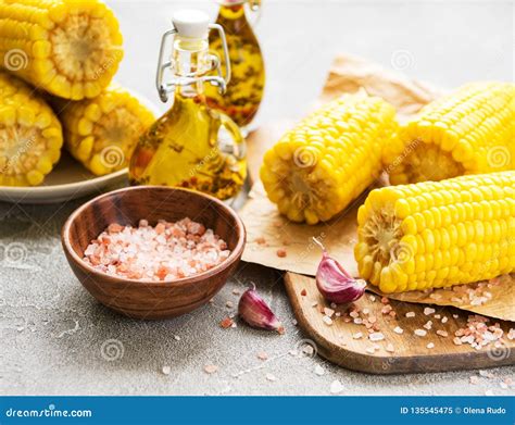 Boiled corn cob stock image. Image of delicious, natural - 135545475