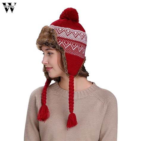 Womail Women Hats Popular Warm Women Winter Hat with Ear Flaps Snow Ski ...