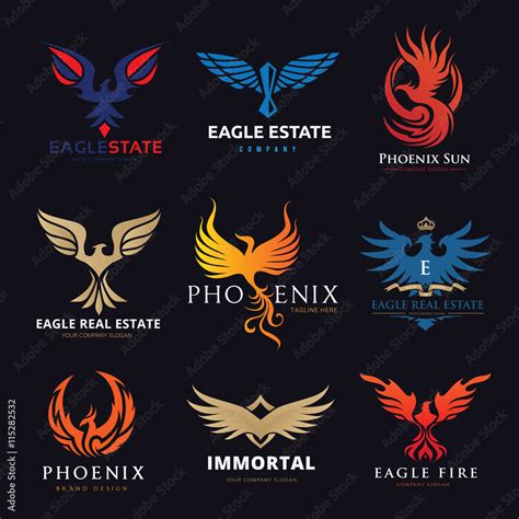 Eagle logo collection,bird logo,phoenix logo,vector logo template ...