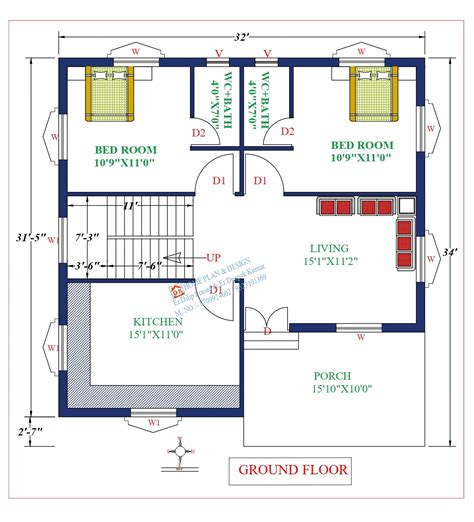 32X34 Affordable House Design - DK Home DesignX