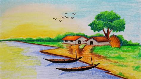 Village Scenery Drawing at GetDrawings | Free download