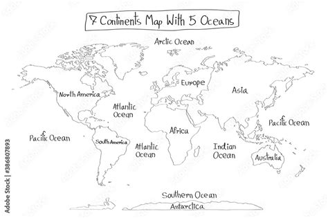 Map Of The 7 Continents And Oceans