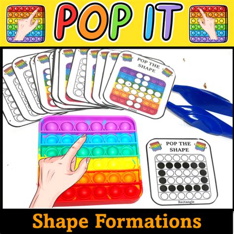 Pop it Shapes| Shapes Formation Task Cards | Bubble Popper Fidget ...