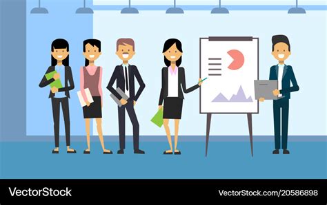 Group of business people leading presentation Vector Image