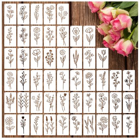 Nature's Blooms Botanical Flower Stencils - Small Wildflower Floral ...