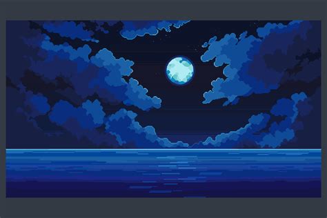 Ocean and Clouds Free Pixel Art Backgrounds - CraftPix.net