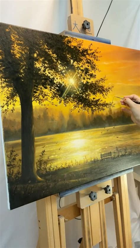 Acrylic painting sunset | Canvas painting landscape, Landscape art ...