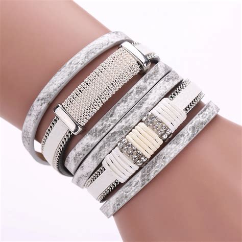 New Cool Multilayer Windings Leather Bracelet for Women Bangle Bracelet ...