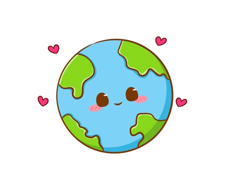 Cute adorable earth cartoon character. Hand drawn kawaii earth ...