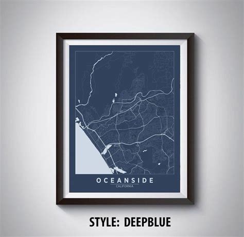 Map of Oceanside CA Oceanside Map Oceanside Poster - Etsy | Framed ...