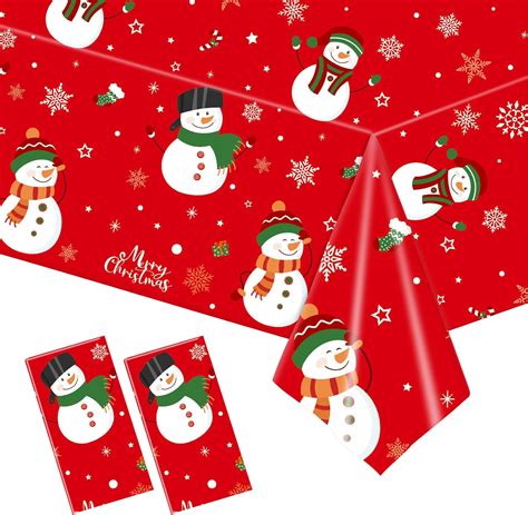 Amazon.com: LaZimnInc 2 Pack Christmas Tablecloths 54 * 108 Inch, Merry ...