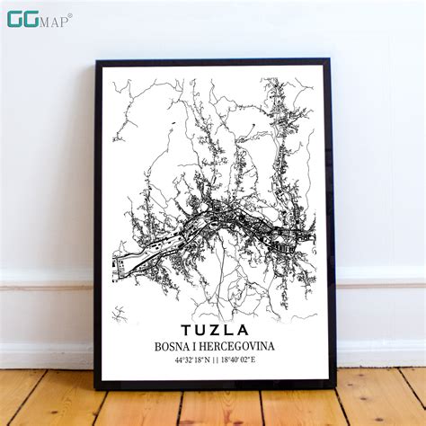 City Map of TUZLA Home Decor Wall Decor Office Map Travel Map Print Map ...