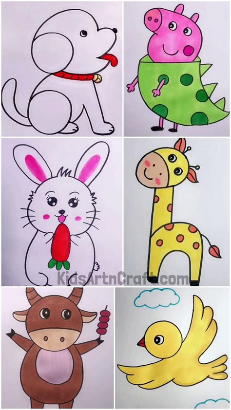 Easy Animal Drawings With colors For Kids | Easy animal drawings, Easy ...