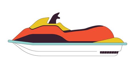 Scooter jetski flat line color isolated vector object. Jet ski ...