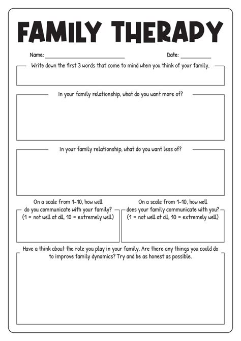 Family Therapy Worksheets Printables | Family therapy activities ...