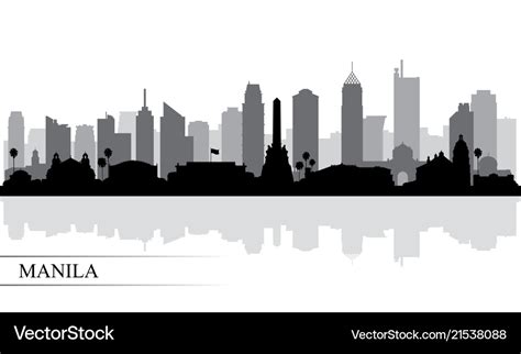 Manila city skyline silhouette background Vector Image