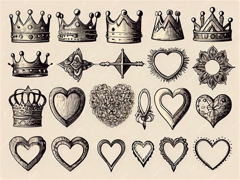 A black and white drawing of a crown and crown | Premium AI-generated ...