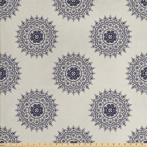 Oriental Fabric by The Yard, Medallion Motif with Floral and Leafy ...