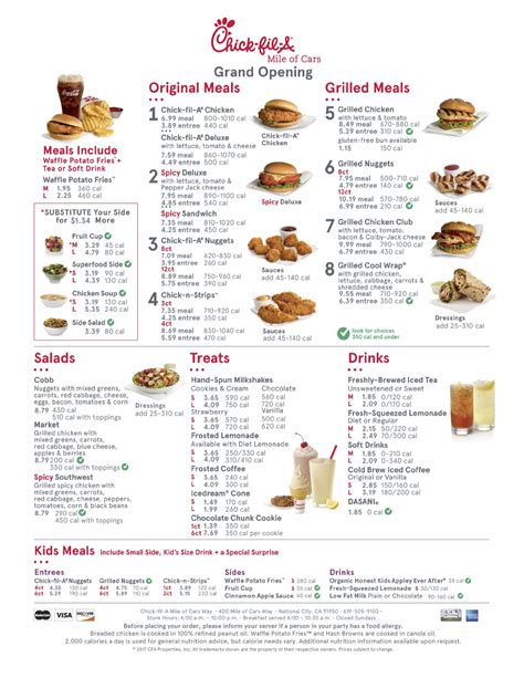 Chick-fil-A Menu National City CA 91950