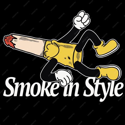 Premium Vector | Smoke in style with joint groovy character