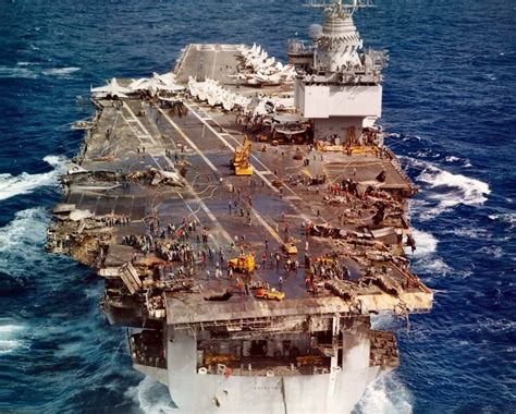 USS Enterprise (CVAN-65). Flight deck carnage following the January ...