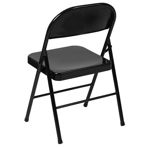 Black Heavy Duty Metal Folding Chair With 18 Gauge Steel Frame