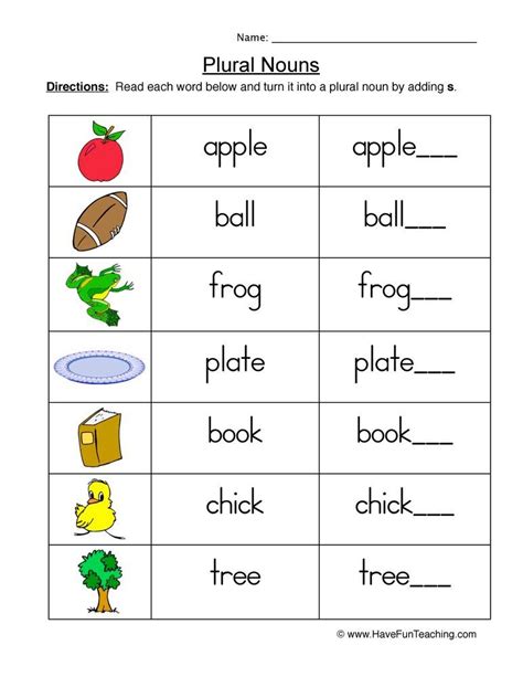 Singular And Plural Nouns Exercises