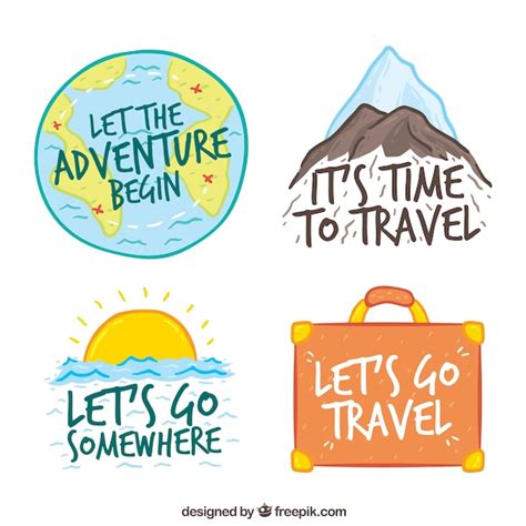 Pack of hand painted adventure stickers Vector | Free Download