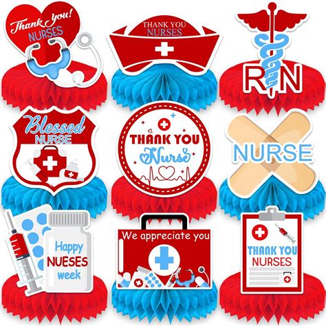 Amazon.com: 9pcs Nurses Week Decorations Honeycomb Centerpiece, Double ...