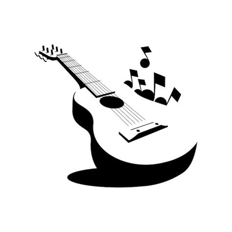 Premium Vector | Vector illustration of acoustic guitar silhouette and tone