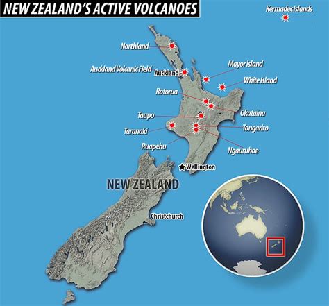 New Zealand Active Volcanoes Map