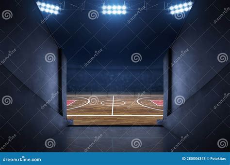 Basketball Court at Night on 3d Illustrations Stock Illustration ...