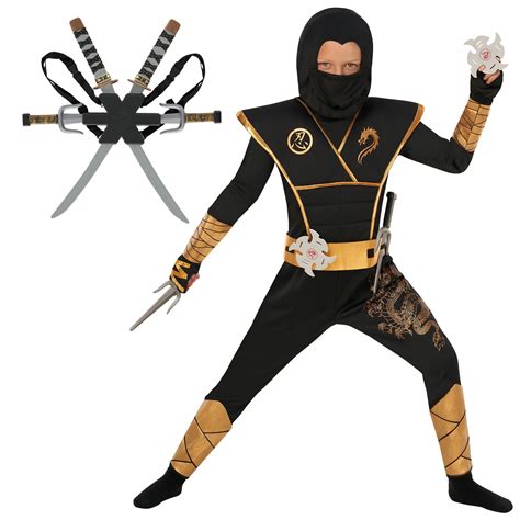 Morph Deluxe Gold Ninja Costume Kids Boys Ninja Costume Halloween ...