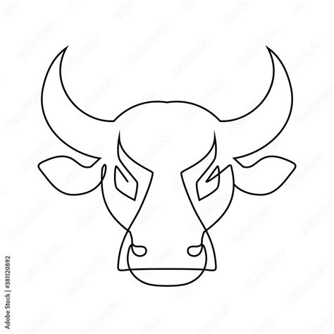 One Line Drawing Bull Icon. Continuous Line Draw Ox Logo Stock Vector ...