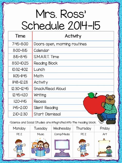 Free Editable Classroom Schedule Template - Printable Word Searches