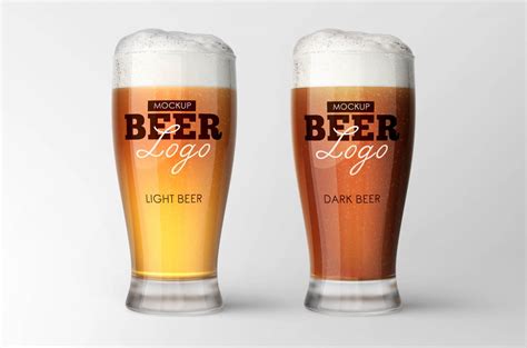 Free Beer Glass Mockup for Logo Branding - Free Package Mockups