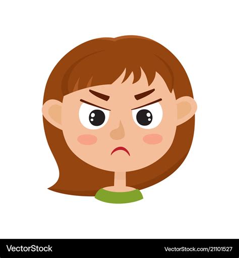 Little girl angry face expression set of cartoon Vector Image