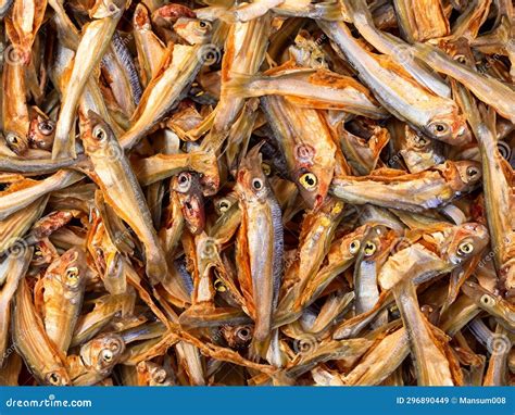 Dried fish on the market stock image. Image of background - 296890449