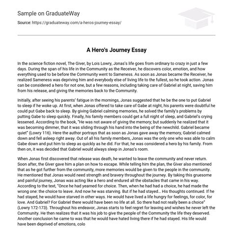 ⇉A Hero's Journey Essay Essay Example | GraduateWay