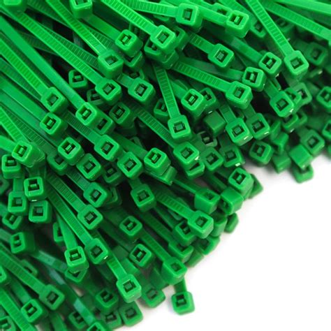 500 Heavy Duty Green 4 Inch 18 Pound Color Cable Ties Nylon Wraps Bulk ...