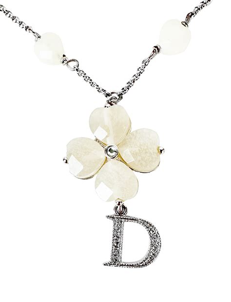 Christian Dior Silver Necklace with Crystals