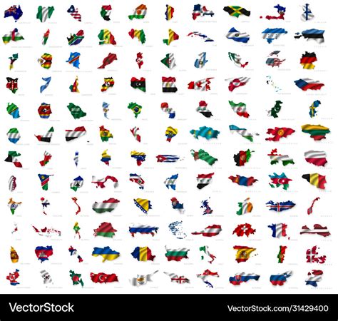 World map divided countries and flags Royalty Free Vector