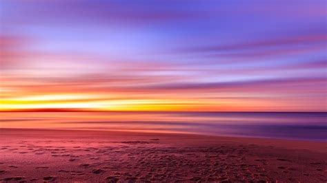 1920x1080 Purple Sky Beach Sunset Sand Footprints Laptop Full HD 1080P ...