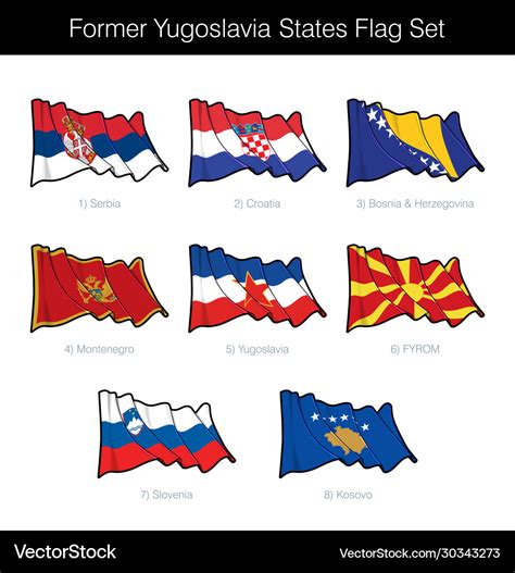 Former yugoslavia states waving flag set Vector Image